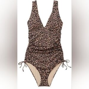 S M VS Swim Ruched One Piece Swimsuit Leopard